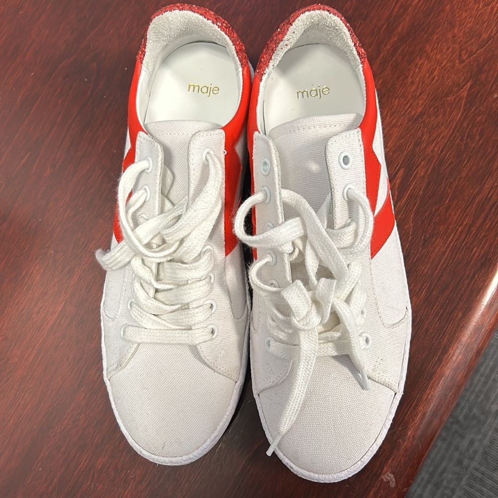 Maje Red and White Athletic Shoes - Picture 4 of 5